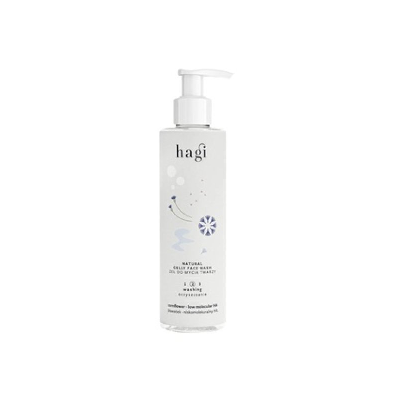 Hagi Natural Face Cleansing Gel with Hyaluronic Acid, Panthenol, Protective Algae, and Cornflower Extract 200ml