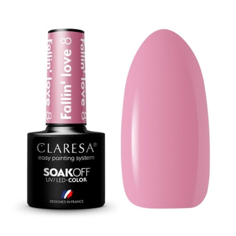Claresa UV LED Nail Polish Collection Hybrid Manicure Soak Off Nail Polish Color Pink No 8 Fallin Love 5ml