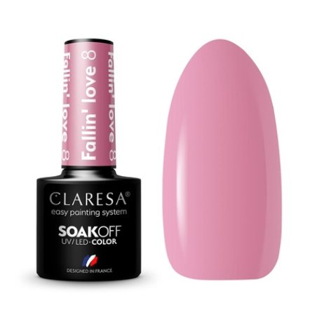 Claresa UV LED Nail Polish Collection Hybrid Manicure Soak Off Nail Polish Color Pink No 8 Fallin Love 5ml