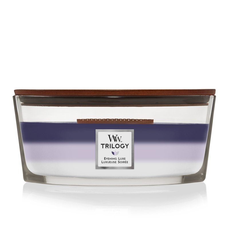 WoodWick Evening Luxe Trilogy bougie en cire Ellipse Violet, Violet, Blanc 1 pièce(s)