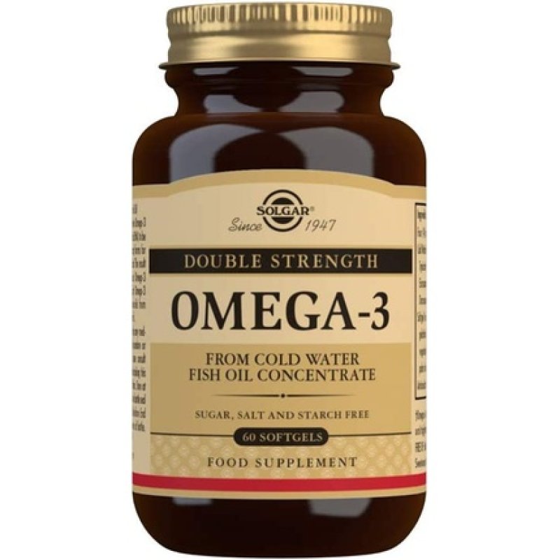 Solgar Omega-3 Double Strength Softgels for a Healthy Heart Brain and Vision 60 Softgels