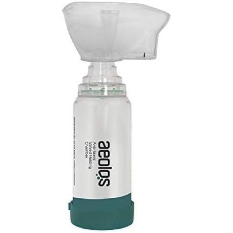 Aeolos Valved Holding Chamber for Adults and Children 6 Years - 2 Products in 1 (Mask and Mouthpiece)