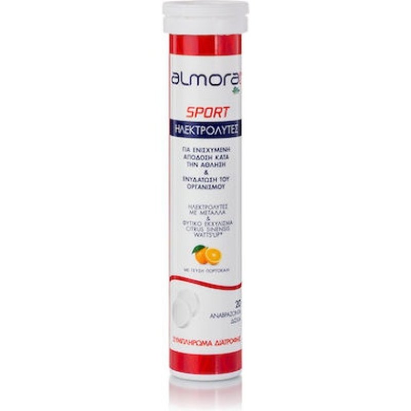 Almora Plus Sport Electrolytes With Calcium Magnesium And Citrus Sinensis - 20 Effervescent Tablets For Hydration