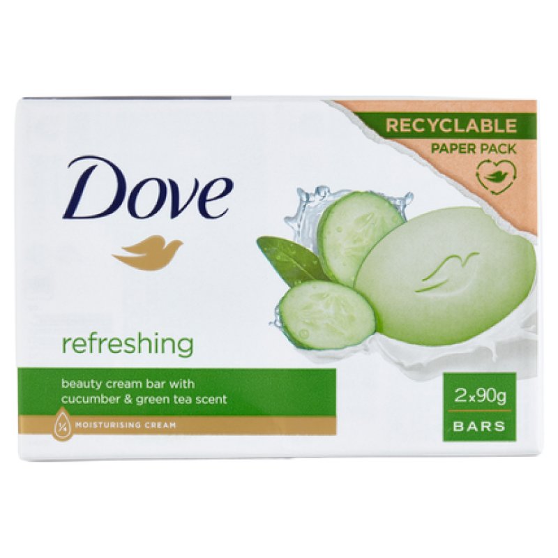 Dove Refreshing Beauty Cream Bar With Cucumber And Green Tea Scent - 2 X 90 Grams