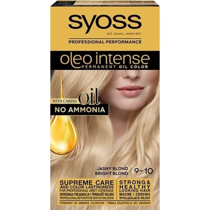 Syoss Oleo Intense Hair Dye Permanently Coloring From Oils 9-10 Bright Blonde 50ml