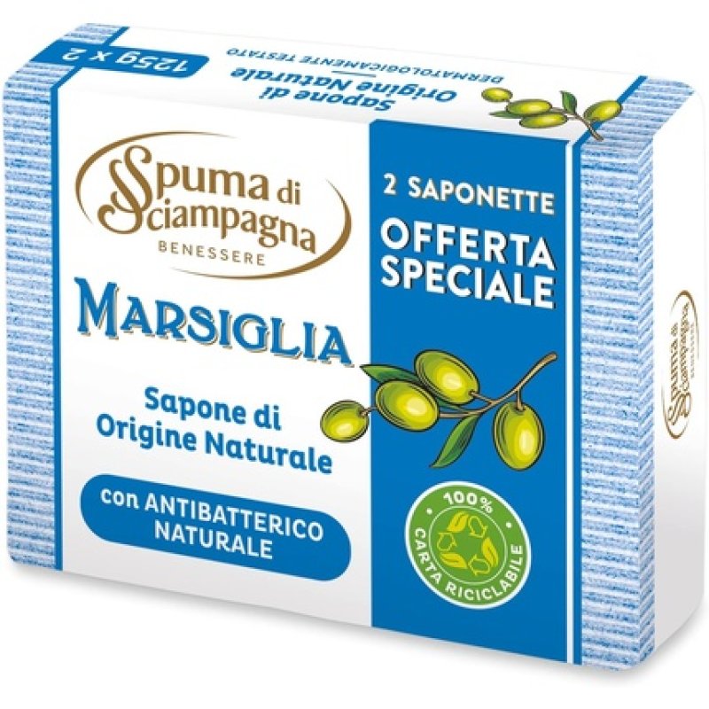 Spuma di Sciampagna Marseille Natural Soap 120g - Pack of 2