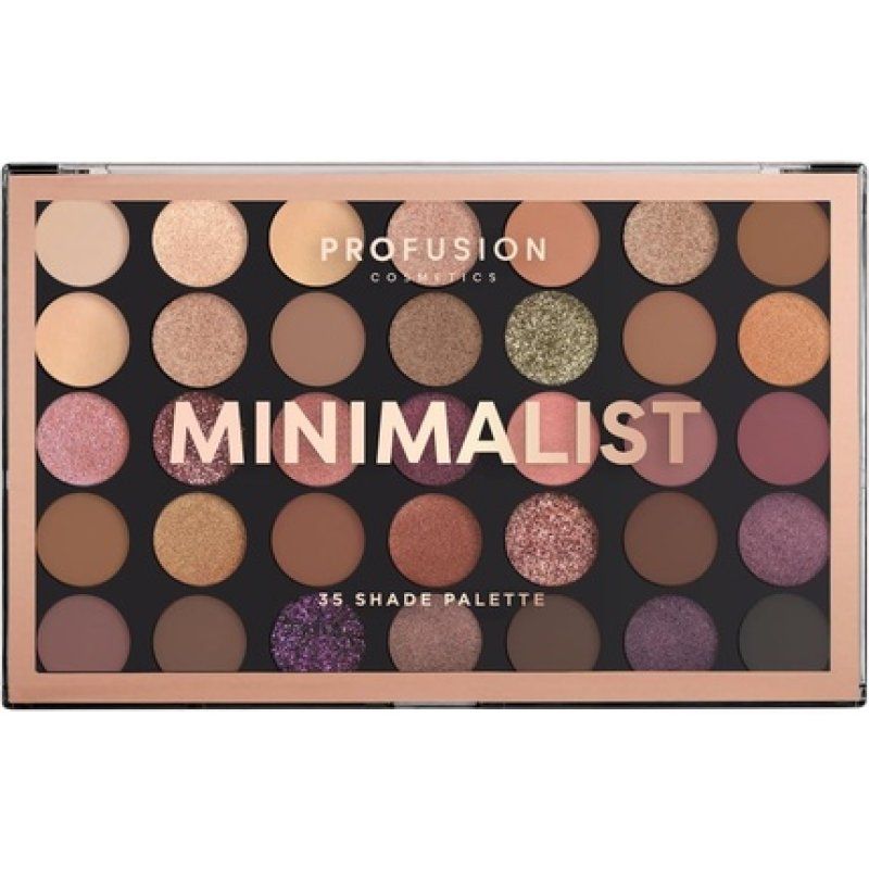 Profusion Cosmetics Minimalist 35 Shade Eyeshadow Palette with Nude Shades and Glitter Finishes Pro Quality Ideal for