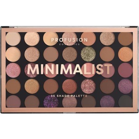 Profusion Cosmetics Minimalist 35 Shade Eyeshadow Palette with Nude Shades and Glitter Finishes Pro Quality Ideal for