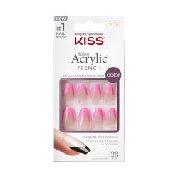 KISS Salon Acrylic French Press-On Nails Light Pink Medium Size Coffin Shape