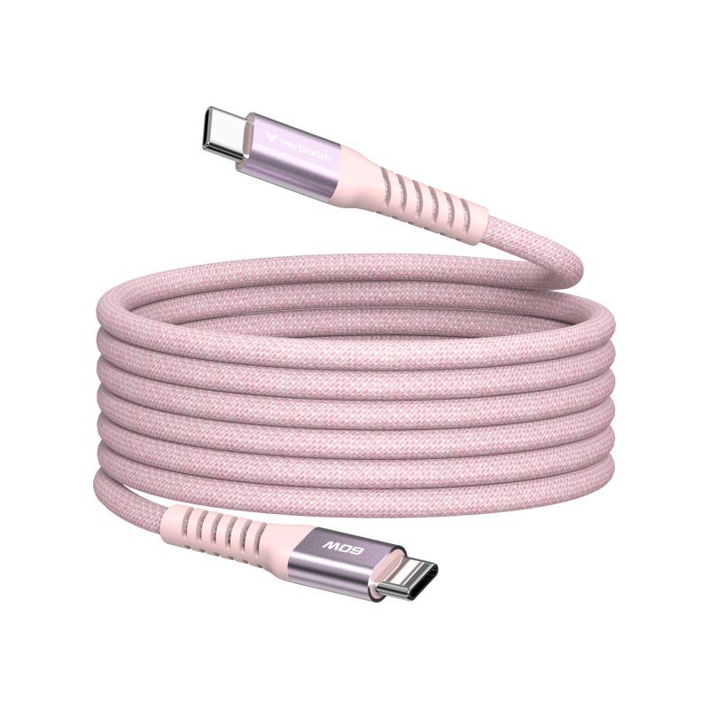 Verbatim Sync & Charge Magnetic Cable - 60W USB-C to USB-C 120 cm Pink