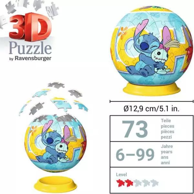 Ravensburger 3D Puzzle Ball: Disney Stitch Puzzle 3D 73 pièce(s) Dessins animés
