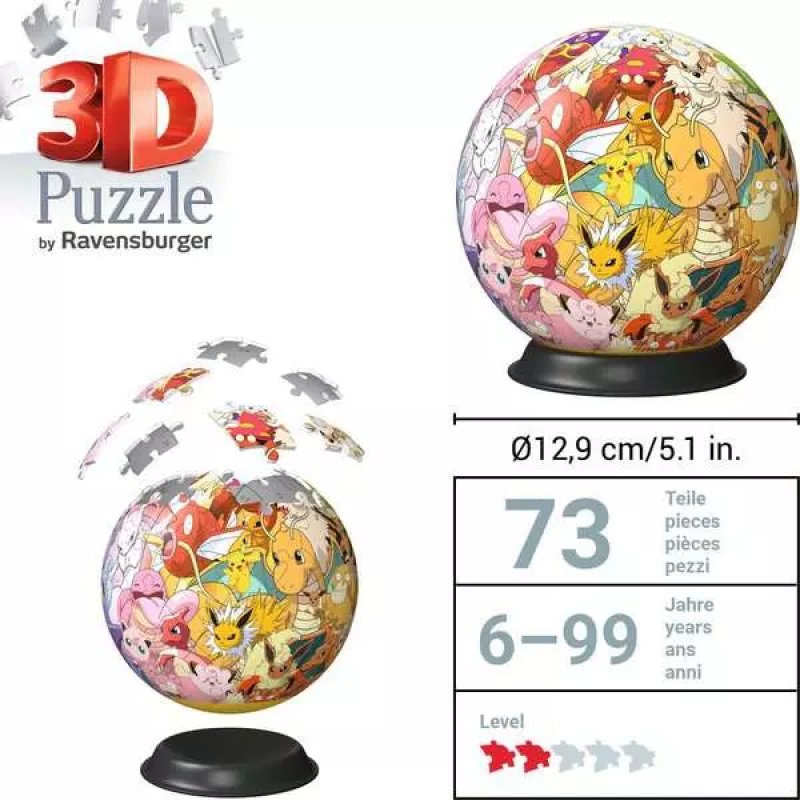 Ravensburger 3D Puzzle Ball: Pokémon - Kanto Region 73 pc(s) Cartoons