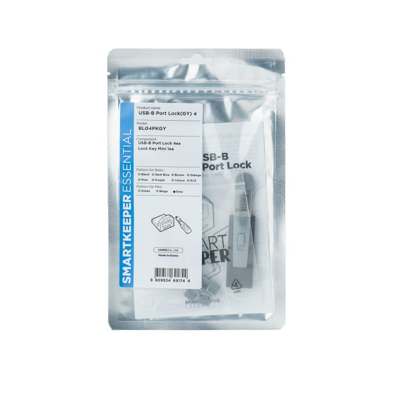 Smartkeeper BL04PKGY port blocker Port blocker key USB Type-B Grey Plastic 1 pc(s)