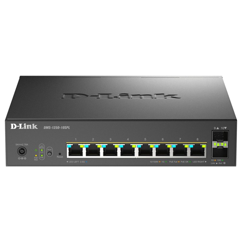 D-Link DMS-1250-10SPL Géré 2.5G Ethernet (100/1000/2500) Connexion Ethernet, supportant l'alimentation via ce port