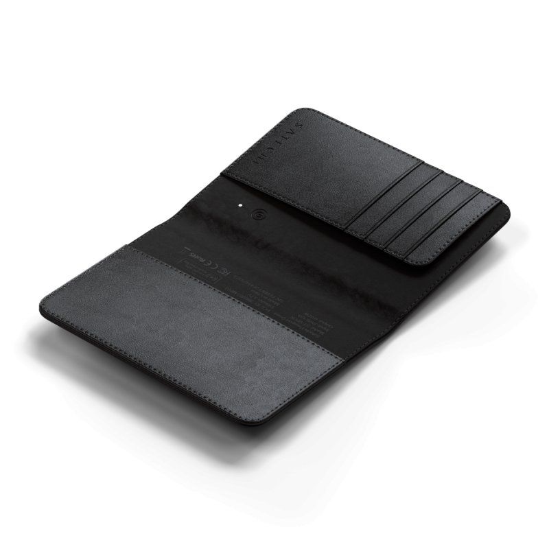 Satechi Vegan-Leather Passport Wallet with Find My Black