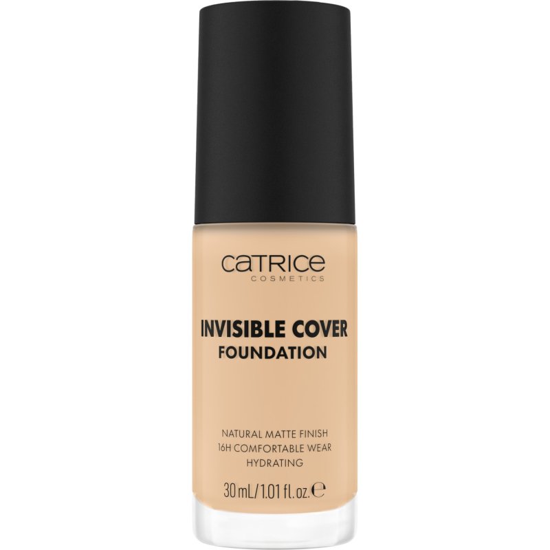 Catrice Invisible Cover Foundation 30ml 010W Nude Moisturizing Long-Lasting Natural for Dry Skin Vegan Oil-Free