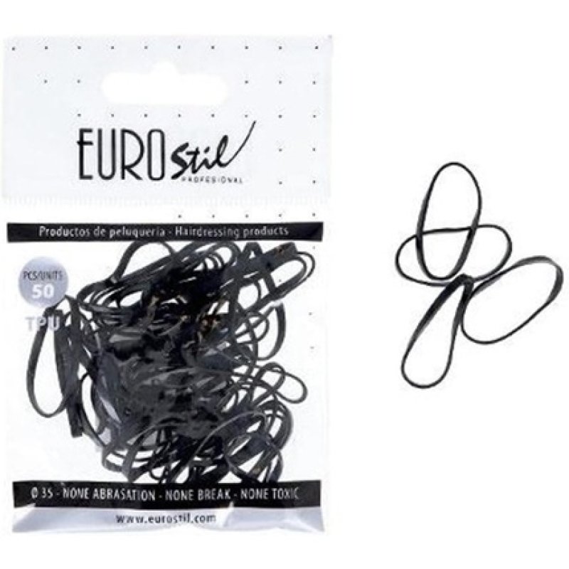 Eurostil Brand Accessories: Rubber Hair Bag Black Rubber Bands