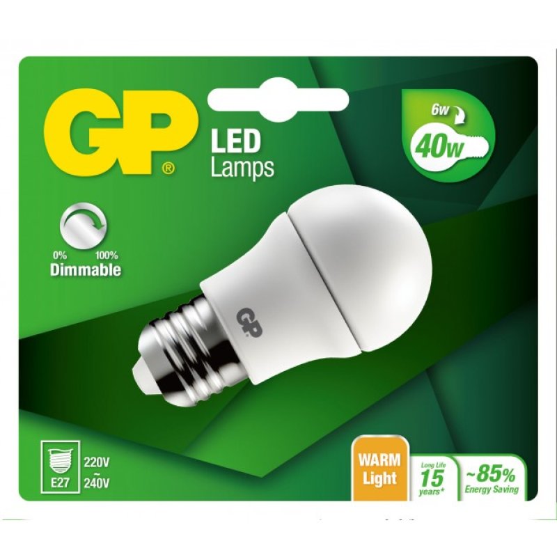 GP - LED Lamp Mini Globe, E27, DIM, 6W (40W), 470lm,