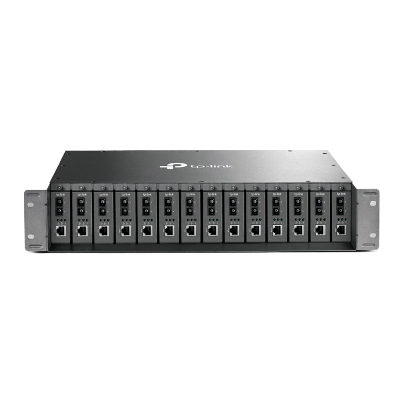 TP-LINK (MC1400) 14-Slot Rackmount Chassis, 14 Bays for up to 14 Media Converters, Hot-Swappable, 2 Fans