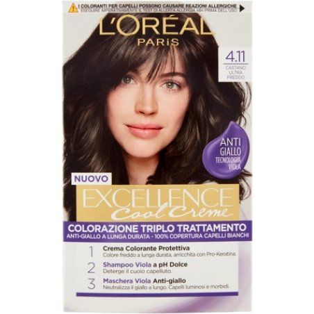 L'Oréal Paris Excellence Cool Cream Hair Dye Covers White Hair Rich Colour in Cold Tones 4.11