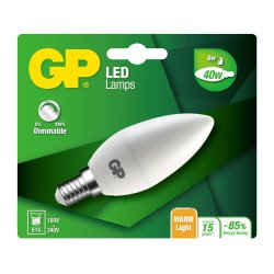 GP - LED Lamp Mini Candle, E14, DIM, 6W (40W), 470lm