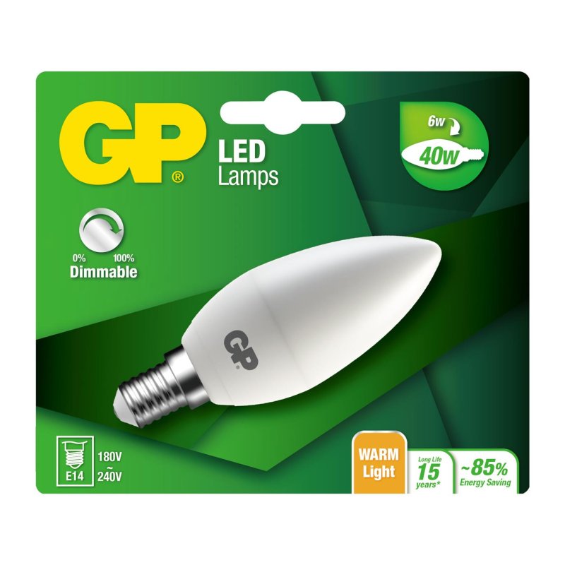 GP - LED Lamp Mini Candle, E14, DIM, 6W (40W), 470lm