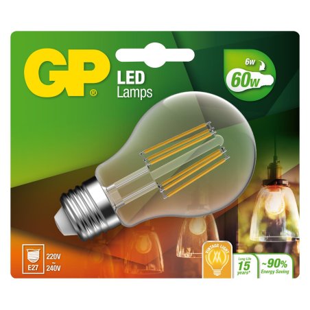 GP - LED Lamp Classic Filament, E27, 6W (60W), 806lm