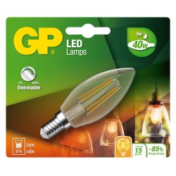 GP - LED Lamp Filament Mini Candle, E14, DIM, 5W (40W), 470lm