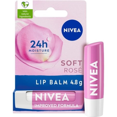 NIVEA Soft Rose Lip Balm 4.8g with Shea Butter, Natural Oils and Vitamins