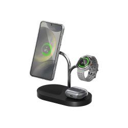 Samsung GP-PWU024WIABW mobile device charger Headset, Smartphone, Smartwatch Black, Silver USB Wireless charging Indoor