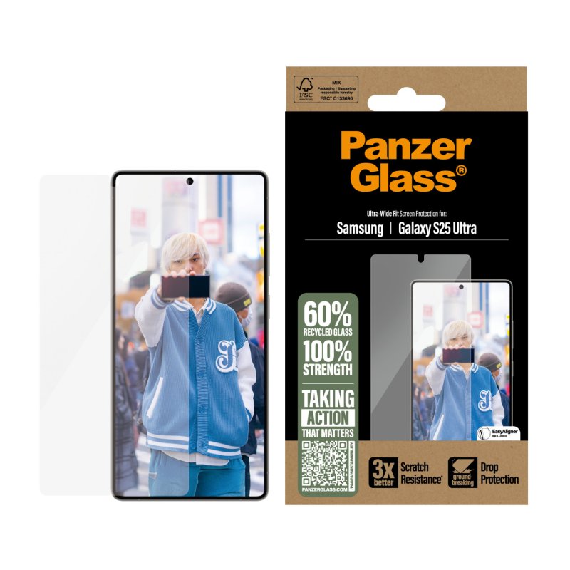 PanzerGlass Screen Protector Samsung Galaxy S25 Ultra | Ultra-Wide Fit