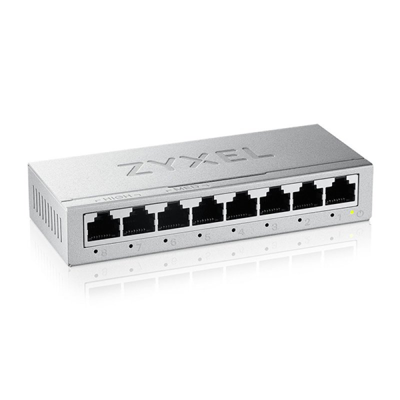 Zyxel GS-108BV5 - Mini Switch Gigabit Ethernet de bureau a 8 ports.