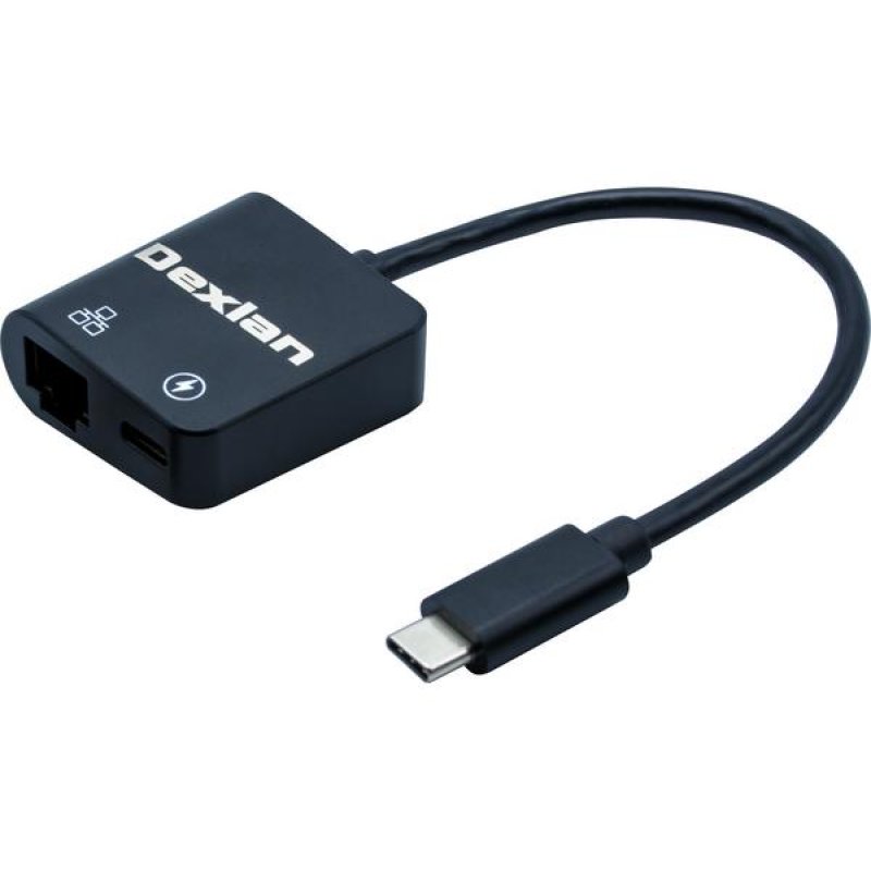 DEXLAN USB-C 2 in 1 Gigabit RJ45 Adapter with Power Delivery