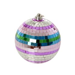 Rice - Disco Ball with Funky Stripes - Pink, Silver, Green, Blue - Medium