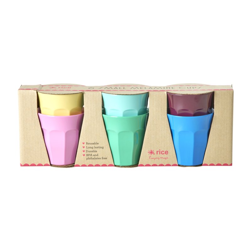 Rice - Melamine Cups - Assorted Colors - Small - 160 ml - 6 Pack