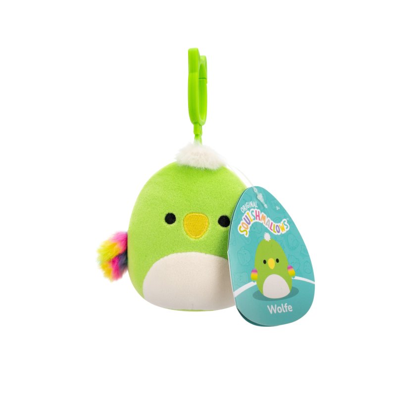 Squishmallows - 9 cm P22 Clip On - Wolfe Green Parrot