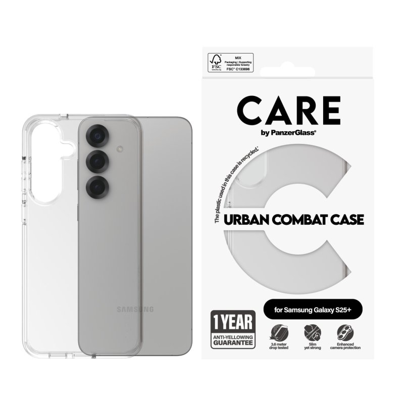 CARE by PanzerGlass Flagship Case Transparent Urban Combat w. Clear Frame Samsung Galaxy S 2025 Plu