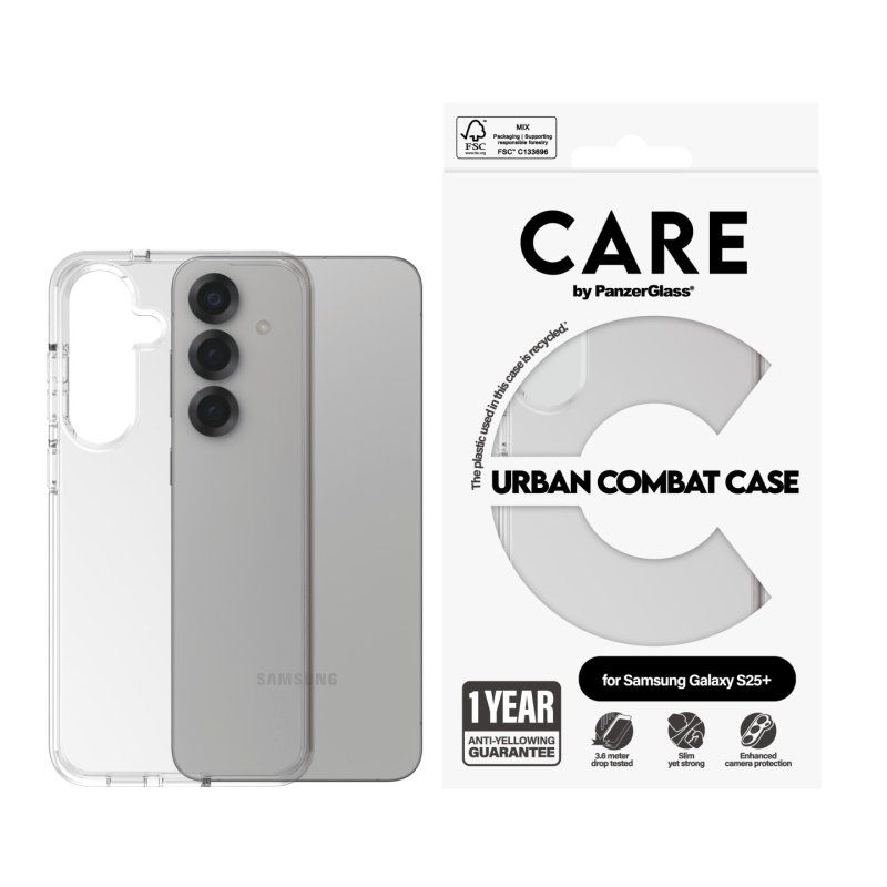 PanzerGlass CARE by Flagship Case Transparent Urban Combat w. Clear Frame Samsung Galaxy S25 
