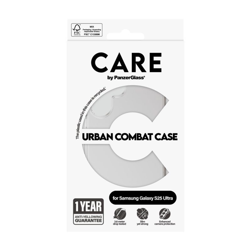 PanzerGlass CARE by Flagship Case Transparent Urban Combat w. Clear Frame Samsung Galaxy S25 Ultra
