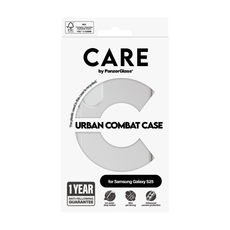 PanzerGlass CARE by Flagship Case Transparent Urban Combat w. Clear Frame Samsung Galaxy S25