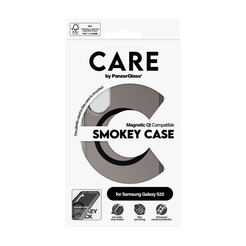 PanzerGlass CARE by Flagship Case Urban Combat Smokey w. Black Qi Compatible Samsung Galaxy S25