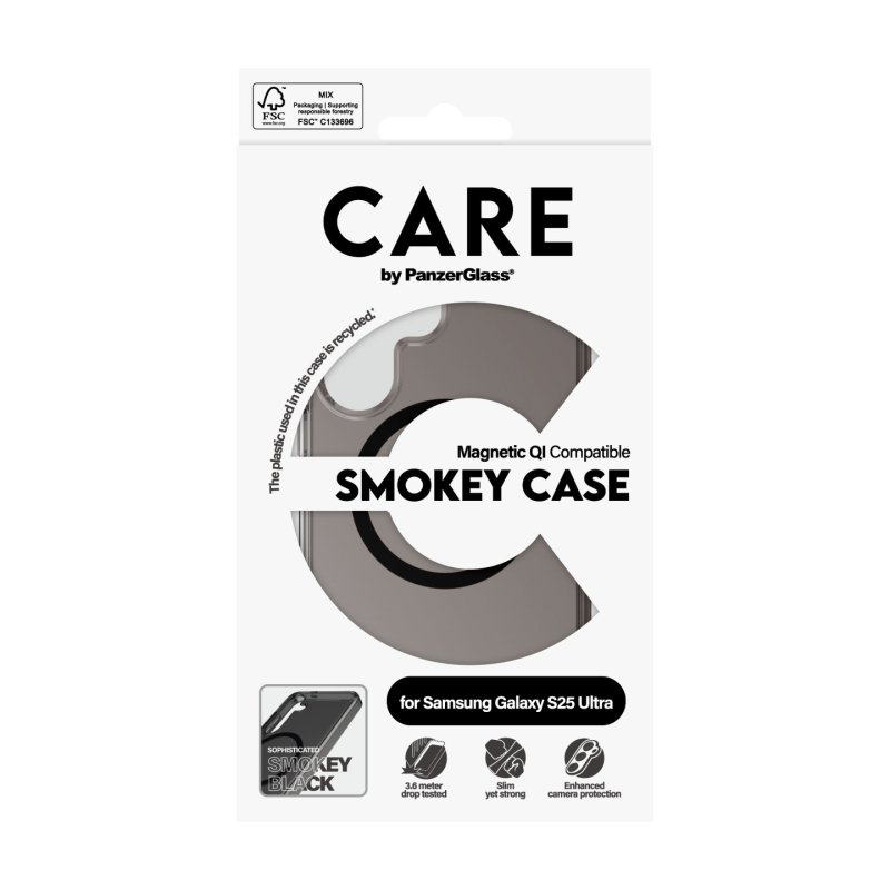 PanzerGlass CARE by Flagship Case Urban Combat Smokey w. Black Qi Compatible Samsung Galaxy S25 Ultra