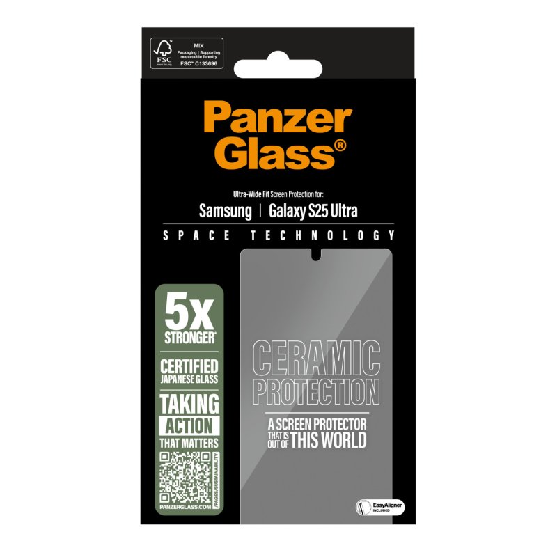 PanzerGlass Ceramic Screen Protector Samsung Galaxy S25 Ultra | Ultra-Wide Fit