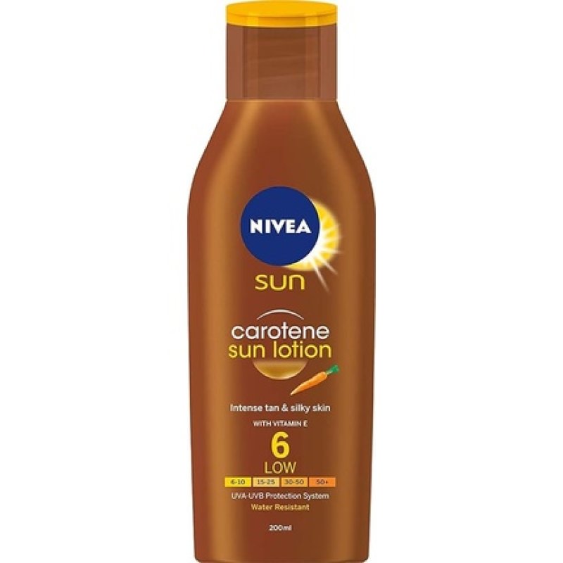 Nivea Sun Lotion Carotene 6 Intense Tan Silky Skin UVA UVB Protection 200ml