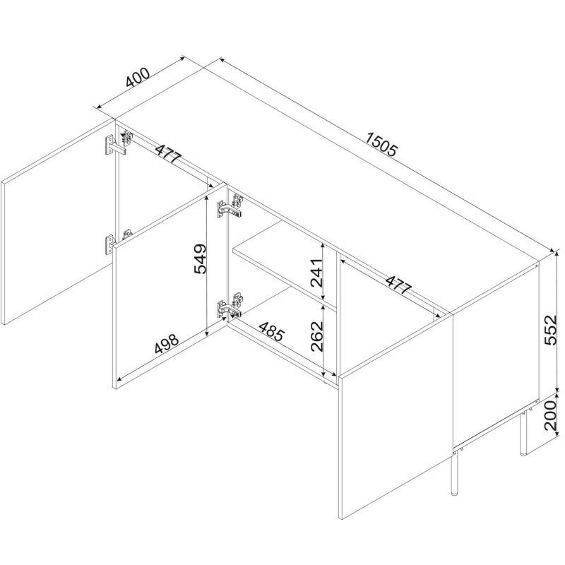 Cama Commode ISLA 150,5x40x75 cachemire mat