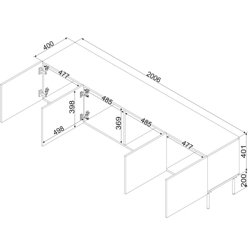 Cama RTV cabinet ISLA 200x40x60 mat black