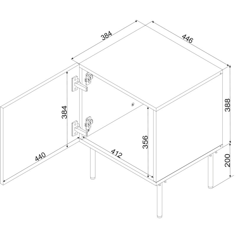 Cama 2pc bedside cabinet ISLA 44.5x40x59 cashmere matt