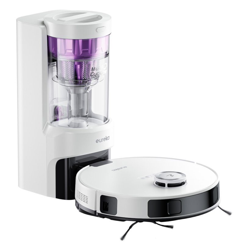 Eureka NER E10s weiß Saug-/Wischroboter mit Multi-Zyklonen-Absaugstation