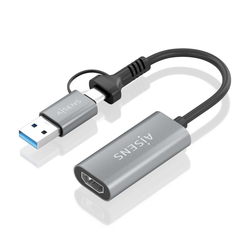 CONVERSOR AISENS ALUMINIO USB-A/M USB-C/M-HDMI/H 1080P@60HZ 15CM