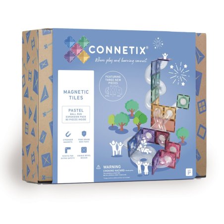 Connetix - Ball Run Expansion Pack - Pastel - 80 Pieces - (CT-P-00080-BR)